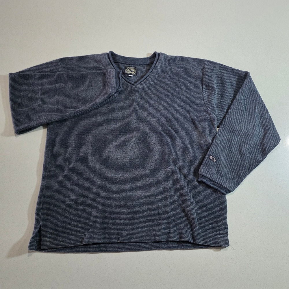 Alps Quality Apparel Mens Large Charcoal Gray Ribbed Knit V-Neck Sweater G-0158